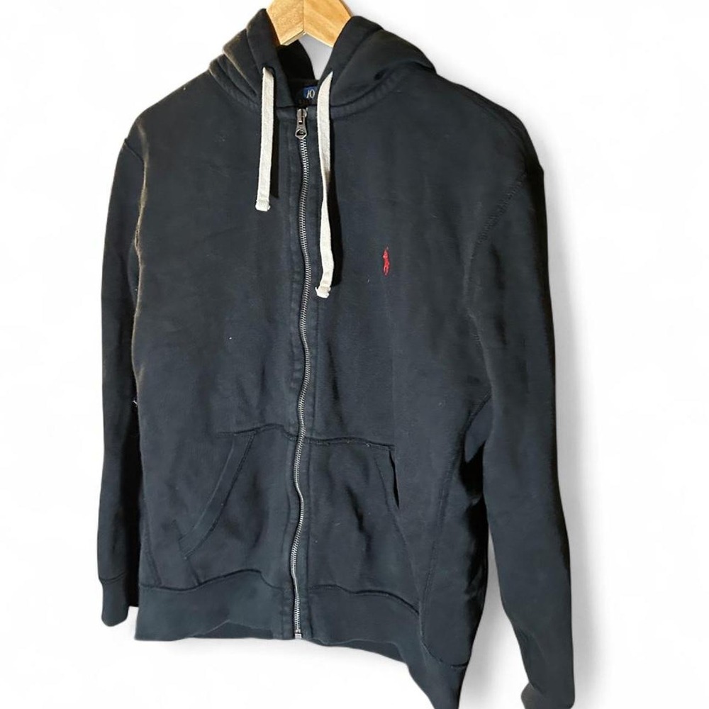 Zip Hoodie Black Polo Ralph Lauren Red Pony Preppy Old Money Men's Large Sweater